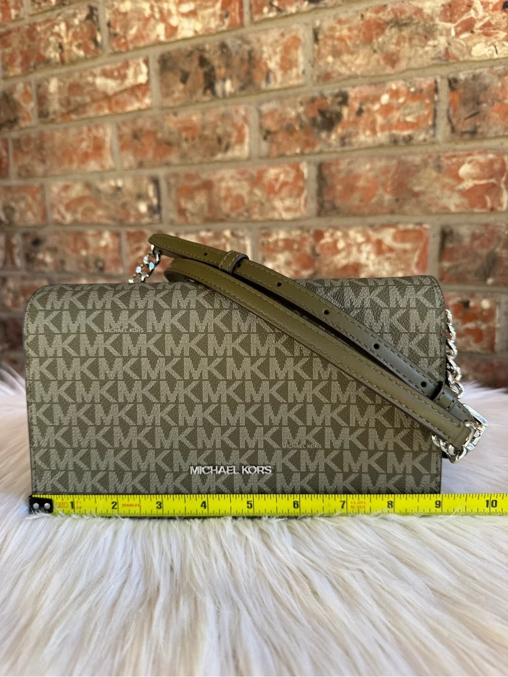 Michael Kors Olive MK Logo Crossbody with Chain Strap